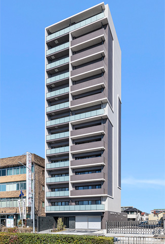 企業様の土地をモダンな外観デザインの14階建て賃貸マンションで活用