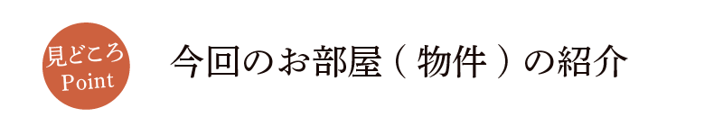 見どころポイント　今回のお部屋の(物件)の紹介
