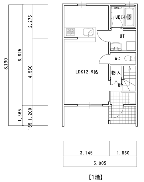 メゾネット賃貸アパート1階間取りA