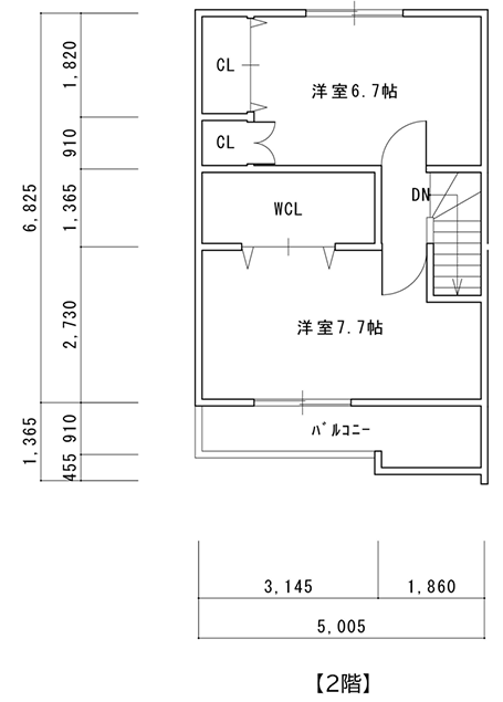 メゾネット賃貸アパート2階間取りA