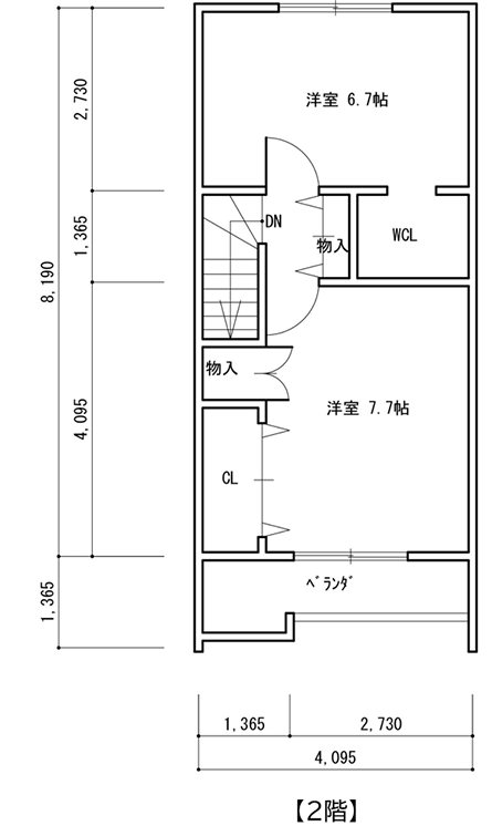 メゾネット賃貸アパート2階間取りB